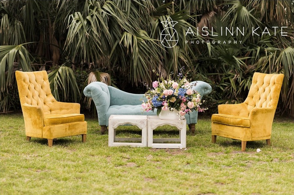A pictures of furniture on the lawn at the Barkley House